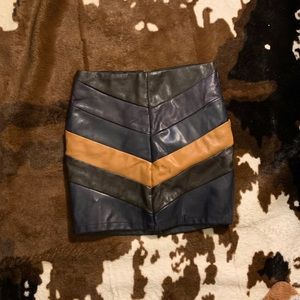 Vintage Bardot leather striped skirt